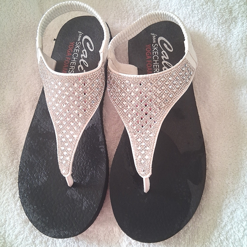 Skechers White Sandals Comfortable Stylish Footwear